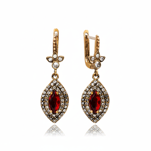Marquise Ruby CZ ต่างหูสไตล์ออตโตมันแท้ เครื่องประดับเงินแท้ 925 - Product Image 2