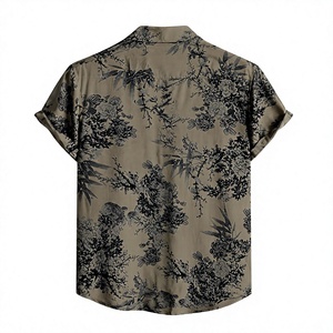 เสื้อเชิ้ตผู้ชายสีดำมะกอก แขนสั้น ทรงหลวม ติดกระดุมด้านหน้า ระบายอากาศได้ดี เป็นมิตรกับสิ่งแวดล้อม แห้งเร็ว เหมาะสำหรับฤดูใบไม้ผลิ รีสอร์ท และวันหยุด - Product Image 3