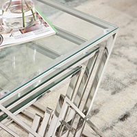Ensemble de tables basses en acier inoxydable doré de luxe, meubles de salon, table d'appoint en métal