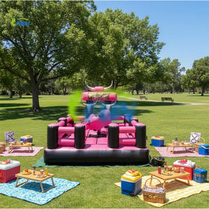 Toro Mecánico Inflable Eléctrico para Adultos, Juego de Rodeo, Material de PVC, Uso Comercial, Color Rosa - Product Image 1