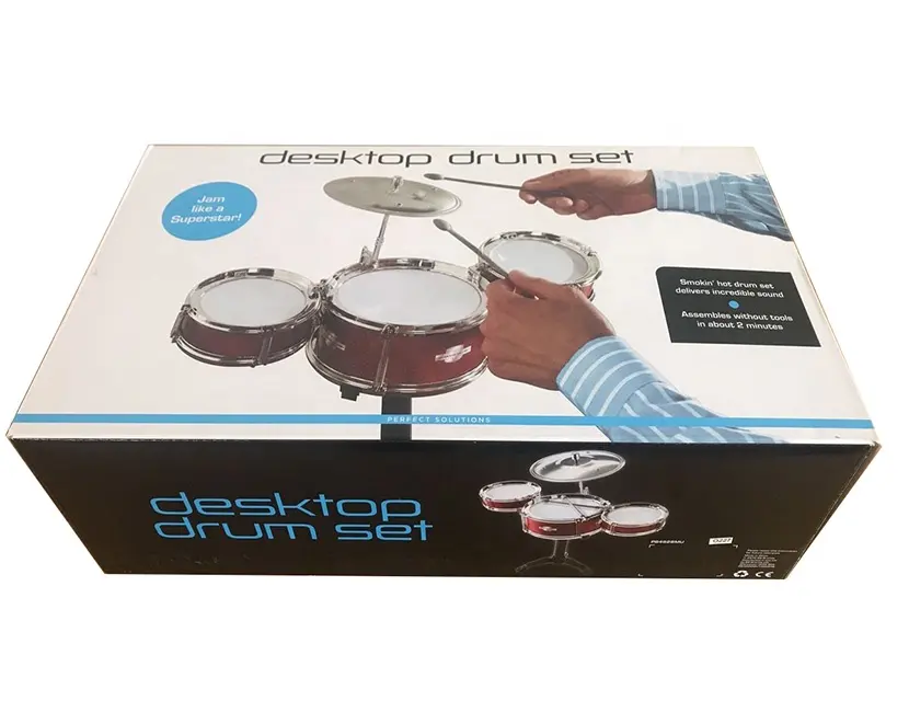 Custom printing drum set gift boxes Junior training desktop drum set customized packaging boxes