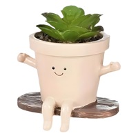 Vente chaude Creative Swing Planteur Pot Sourire Visage Résine pour Succulente Fleur Affichage Balcon Murs Hotsell Printemps Décoratif