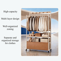 Porte-vêtements simple en métal sur pied, démontable, avec étagères de rangement pour chambre, dortoir, balcon, magasin de vêtements et salon