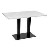 Table basse moderne rectangulaire en contreplaqué avec base en métal à prix économique pour les repas en plein air dans les cafés.