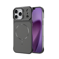 Funda Magnética Inalámbrica para Teléfono con Carga Inalámbrica, Diseño de Fibra de Carbono, Cubierta Trasera de PC con Soporte para iPhone 15 16 17 18 Pro Max