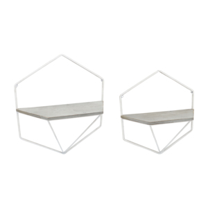 Mensole geometriche da parete in metallo e legno, organizer da appendere per soggiorno, camera da letto, ingresso - Product Image 6