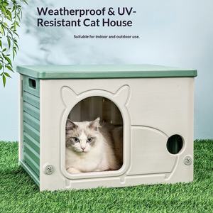 Grote luxe geïsoleerde <span class=keywords><strong>plastic</strong></span> kattenhuis, modern, waterdicht, voor binnen/buiten gebruik, alle seizoenen - Product Image 3