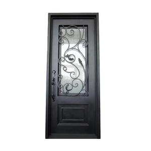 Portes d'entrée extérieures en fer forgé Lowes avec bris de verre thermique - Product Image 1