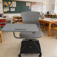 Chaise de formation mobile ergonomique moderne et flexible avec tableau d'écriture pliable et hauteur de siège réglable pour salles de réunion multifonctionnelles