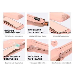 Piastra per Capelli Professionale Rosa Chiaro con Rivestimento in Titanio, Riscaldamento Rapido MCH, Strumento a Infrarossi per Lisciare e Arricciare - Product Image 4