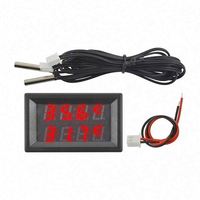 Termometer Sensor suhu Digital, pengukur suhu Sensor suhu layar ganda LED 4 v-28 V Mini DC 0.28 inci dengan NTC tahan air untuk dalam ruangan