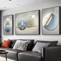 Peinture murale abstraite géométrique en gros, triptyque mural en porcelaine cristalline pour décoration de salon