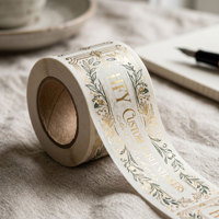 Rouleaux d'autocollants personnalisés à estampage à chaud, étiquettes en PVC dorées, adhésifs imperméables, motifs personnalisés imprimés, rouleaux d'autocollants d'emballage en vinyle