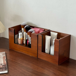 Wooden Cosmetic Storage <b>Box</b> 2L Desktop Organizer For <b>Makeup</b> Brushes Skincare Items - Product Image 1