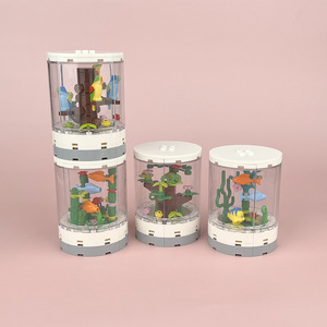 Bloques de Construcción MOC, Pecera Redonda, Caja Decorativa Cilíndrica, Decoración de Interiores para Sala de Estar - Product Image 3