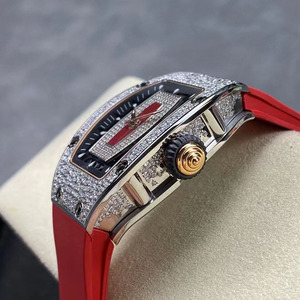 Montre mécanique automatique squelette de luxe pour <span class=keywords><strong>femme</strong></span>, de haute qualité, avec boîtier tonneau serti de diamants, thème Lèvres Rouges 07-01 - Product Image 4