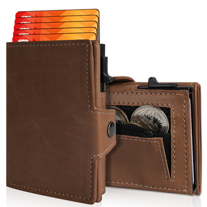 Cartera Delgada para Hombre <span class=keywords><strong>de</strong></span> PU <span class=keywords><strong>de</strong></span> Primera Calidad con Bloqueo RFID, Ranura Grande para Billetes y Bolsillo con Cremallera para Monedas - Product Image 2