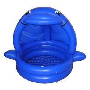 Piscina Inflable Infantil con Forma de Delfín Azul Oscuro, con Sombrilla, Base Reforzada de Doble Capa - Product Image 1