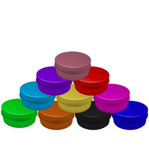 Bocaux de voyage ronds en aluminium de 4 oz avec bouchon à vis, finition mate argent/noir, pour bougies de soja, d'aromathérapie et votives - Product Image 5