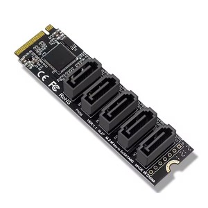 NVME M-Key PCI Express zu SATA 3.0 6 Gbit/s 5 Ports Adapter Converter Festplatten verlängerung karte <span class=keywords><strong>JMB585</strong></span> - Product Image 3