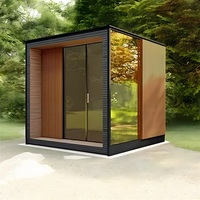 Pemasok Tiongkok ruang Sauna uap kayu Solid panorama luar ruangan Modern 8 orang uap basah merah Cedar Hemlock kontrol komputer