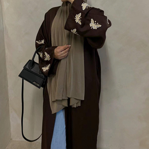 Nuevos vestidos Abaya abiertos para mujer de Oriente Medio, cárdigan caftán bordado con mariposa, ropa islámica, Nida musulmana de moda - Product Image 5