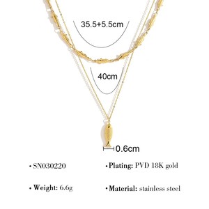 สร้อยคอจี้<span class=keywords><strong>ปลาทอง</strong></span>สองชั้น ชุบทอง 18K สร้อยสแตนเลสแบบมีชั้นๆ สำหรับใส่ทุกวัน - Product Image 6