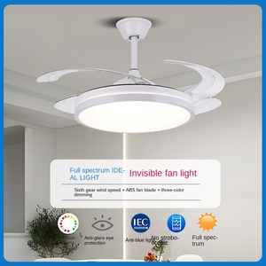 โคมไฟพัดลมเพดานแบบเรียบง่ายทันสมัยไฟ LED เจ็ดสีสำหรับห้องนั่งเล่นห้องนอนห้องรับประทานอาหารโคมไฟอ่านหนังสือ - Product Image 4