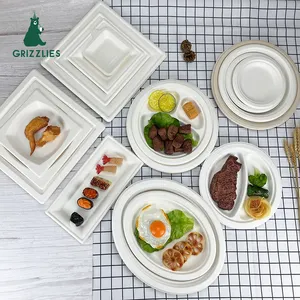 Wegwerp Composteerbaar Biologisch Afbreekbaar Servies Suikerriet Suikerriet Bagasse Servies Servies Papier Pulp Ronde Schotel Plaat