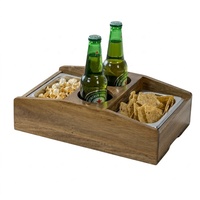Table d'appoint en bambou à un niveau avec porte-gobelet, plateau de bras de canapé, finition laquée, organisateur de lit, accessoire de rangement alimentaire pour salon