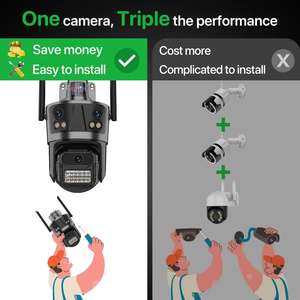 无线网络摄像机4k高清三屏PTZ摄像机室外无线<span class=keywords><strong>3</strong></span>镜头人工智能检测闭路电视视频安全摄像机iCsee - Product Image 4