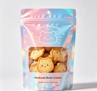 Sacs en aluminium personnalisés pratiques avec fermeture éclair holographique et fenêtre transparente, pochettes verticales pour biscuits de haute qualité