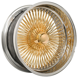 Rueda de alambre Mforegd personalizada de 20, 22, <span class=keywords><strong>24</strong></span>, 26 pulgadas, centro dorado estándar, recta, con <span class=keywords><strong>72</strong></span>, 100, 150 radios, tipo Knock-Off para vehículos clásicos. - Product Image 1
