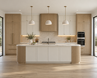 Lemari Dapur Interior Kayu Solid White Oak Model Shaker dengan Kaca Tinggi Kustom Kelas Atas