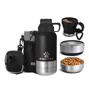 3 Trong 1 Ngoài Trời Xách Tay Con Chó Chai Nước 32Oz Với 2 Bát Trung Chuyển Thép Không Gỉ Cách Nhiệt Du Lịch Với Tàu Sân Bay Túi - Product Image 3
