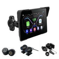 GPS sans fil 7 pouces pour moto avec CarPlay et Android Auto, navigation, double caméra embarquée 1080P, TPMS, télécommande, support magnétique BT