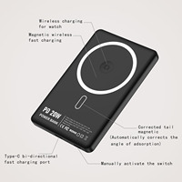 2025 Neues Trendprodukt 2-in-1 Ultra Dünne Schlanke Schnellladende 5000mAh Kabellose Magnetische Powerbank Tragbare Kompakte Powerbanks