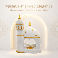 Vente en gros de brûleur d'encens décoratif de table en résine, figurine de mosquée Art Déco, pour anniversaire, maison, festival