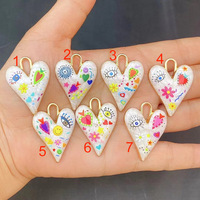 Breloques Cœur Œil Turc en Émail, Pendentifs Graffiti Marguerite Sourire Colorés pour la Fabrication de Bijoux DIY