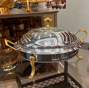 Set di Scaldavivande Rotondi in Acciaio Inox per Buffet di Hotel, Dorati e Argentati, per Feste ed Eventi - Product Image 4