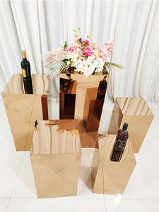 Base de soporte de boda de jarrón de acero inoxidable cuadrado multicolor de lujo - Product Image 4