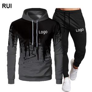 RUIQUWIN Ropa al por mayor Hombres Athleisure Traje con capucha Graffiti Impreso Sudadera con capucha Chándal elegante y simple - Product Image 1