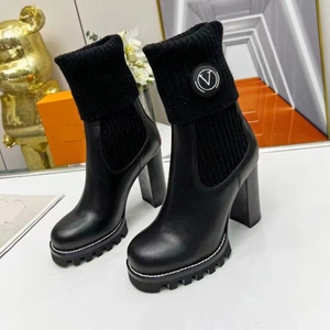 Sepatu Bot Kulit Asli Desainer Mewah Nama Merek Harga Pabrik Kualitas Terbaik untuk Wanita dengan Hak - Product Image 3