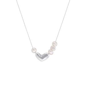 Collier en argent sterling S925 en forme de cœur asymétrique, zircon coloré dopamine sucré, petits pompons, colliers en perles - Product Image 5