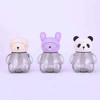 Bouteille d'eau en Tritan pour enfants avec paille, motif ours et lapin mignons, sans BPA, sangle réglable, pour sports de plein air