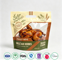 Pochette à fermeture éclair refermable en CPP avec poignée, résistante à la chaleur et anti-buée, pour poulet rôti de restaurant à emporter, compatible micro-ondes