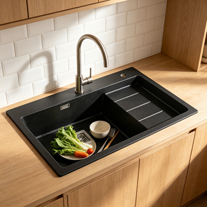 Évier de cuisine en quartz composite de couleur personnalisée à bon prix, évier de cuisine en <span class=keywords><strong>granit</strong></span> quartz pour usage domestique - Product Image 4