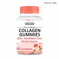 Gummies à la biotine et au collagène pour la beauté des cheveux, de la peau et des ongles, enrichies en vitamine C, saveur pêche, 60 unités, complément beauté pour femmes, marque privée OEM