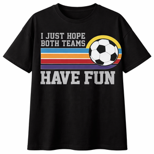 Camiseta de fútbol para hombre con la frase 'I Just Hope Both Teams Have Fun', blanca, extragrande, retro, con rayas, manga corta, informal, para aficionados al deporte, de algodón. - Product Image 5