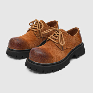 2026 Men's Casual <b>White</b> Work Shoes Vintage Distressed Derby Shoes Chunky Sole Height Increasing <b>Heel</b> Shoes Luxury Designer Shoes - Product Image 3